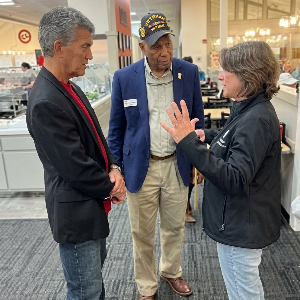 Jeff talking with residents